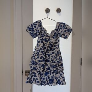 Floral Blue and White Dress